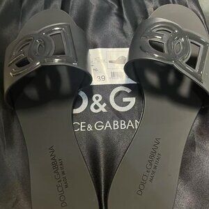 Dolce & Gabbana Charcoal Slide Sandals